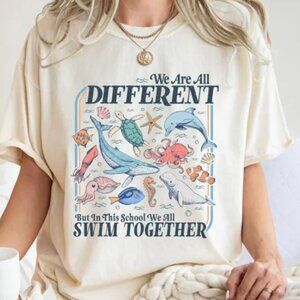 We Are All Different Swim Together Gildan Teacher Shirt Back to School